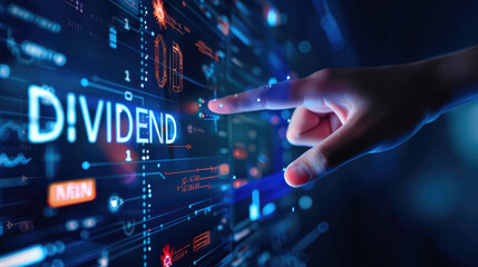 Obraz premium Hand touching digital screen with word 