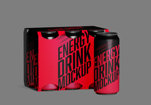 Energy Drink 6 Pack Mockup