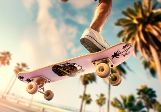 Mockup Skateboard Summer Design AI Generated