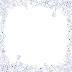 Hand Drawn Groovy Flower Frame Background