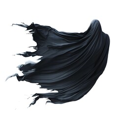 Naklejka premium Dramatic Flowing Black Cloak Silhouette on White Background