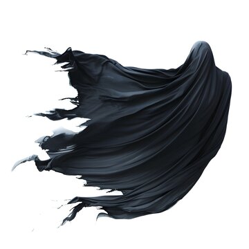 recommend clip art: Dramatic Flowing Black Cloak Silhouette on White Background