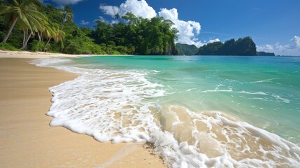 tropical beach with white sand and blue sea