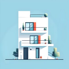 Minimalist Urban Home with Simple Elegance in Flat Design