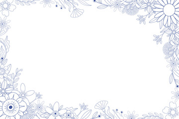 Hand Drawn Groovy Flower Frame Background