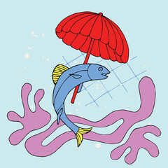 Fun Summer, Fish Illustration Card, Ocean Breeze collection