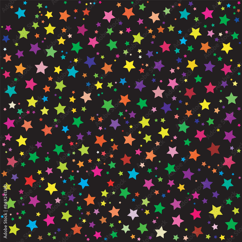 Wall mural seamless pattern with random colorful stars