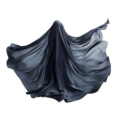 Naklejka premium Surreal Vampire Cape Watercolor Art with Flowing Black Fabric on White Background