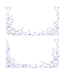 Fototapeta premium Hand Drawn Groovy Flower Frame Background