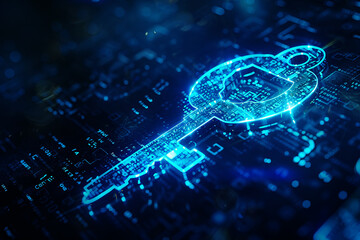 Abstract futuristic key security ,data and technology concept, 
