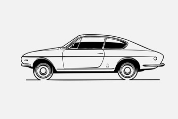Hand drawn car outline vector image. Vehicle art.