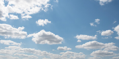 sky landscape white fluffy clouds sunlight backround blue light freedom