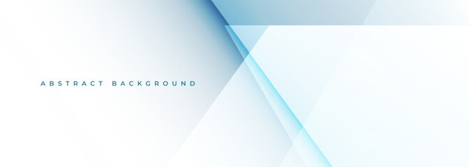 White modern abstract wide banner with blue line and geometric shapes. White and light blue abstract background. Vector illustration