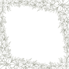 Hand Drawn Christmas Flower Frame Background