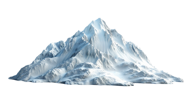 Snow mountain isolated on white or transparent background
