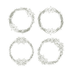 Hand Drawn Christmas Flower Frame Background