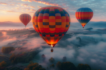 Fototapeta premium hot air balloon in sunset