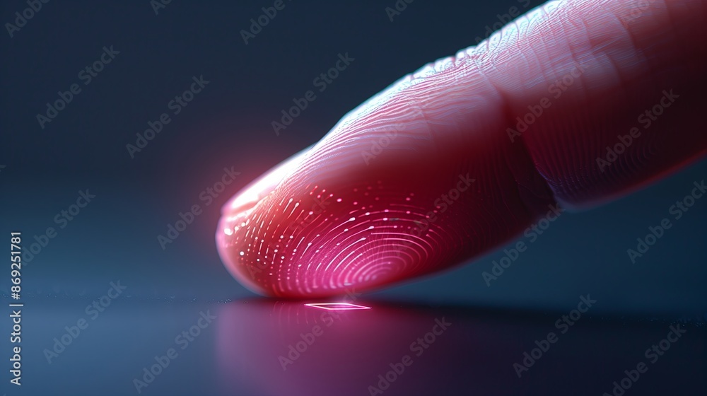 Leinwandbilder a close up capturing the moment a human finger touches a biometric sensor. the sensor is part of a