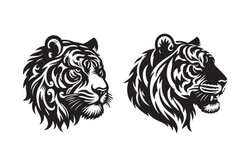 Tiger head silhouette vector art illustration