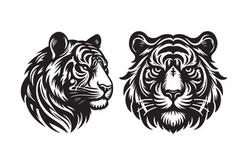 Tiger head silhouette vector art illustration