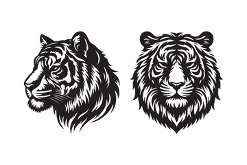 Tiger head silhouette vector art illustration