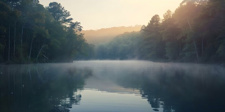 Be Still and Know Psalm 4610 Displayed Over Tranquil Lake at Dawn. Concept Inspirational Quotes, Nature Scenes, Tranquil Landscapes