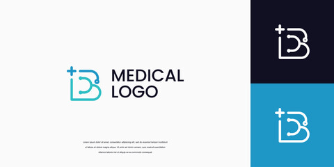 letter B logo with stethoscope icon medical healthcare logo
