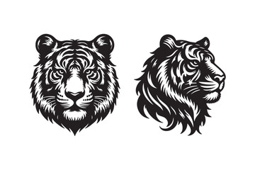 Tiger head silhouette vector art illustration