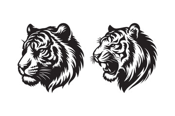Tiger head silhouette vector art illustration