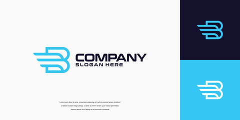 initial letter B wing logo