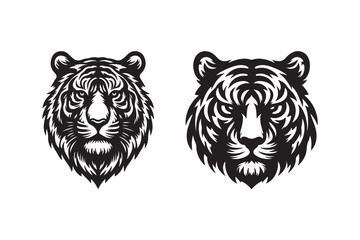 Tiger head silhouette vector art illustration
