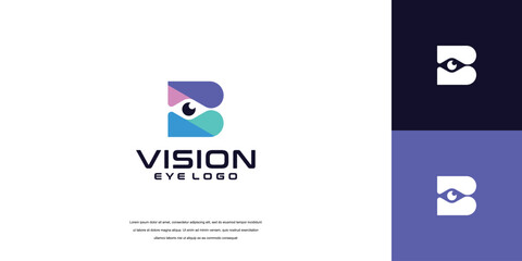 vision logo, letter B eye logo design