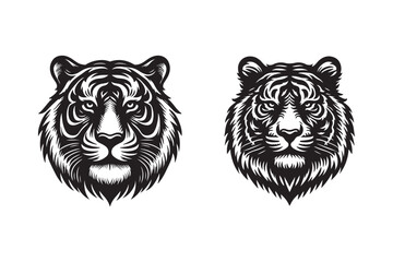 Tiger head silhouette vector art illustration