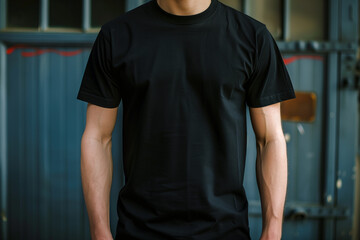 Perfect casual men's black t-shirt mockup