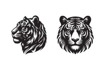 Tiger head silhouette vector art illustration