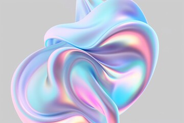 Obraz premium 3D fluid shape in neon hues, featuring a glossy holographic texture and dynamic abstract curves