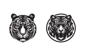 Tiger head silhouette vector art illustration
