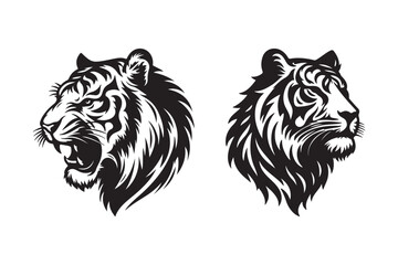 Tiger head silhouette vector art illustration