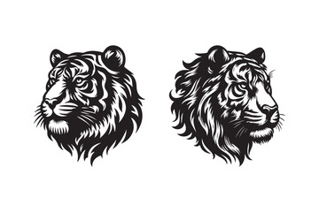 Tiger head silhouette vector art illustration
