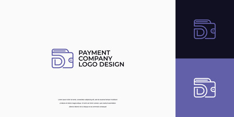 payment logo design, wallet logo with letter D
