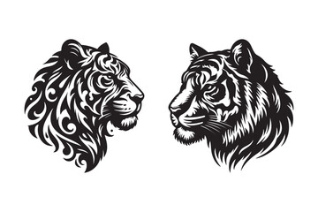 Tiger head silhouette vector art illustration
