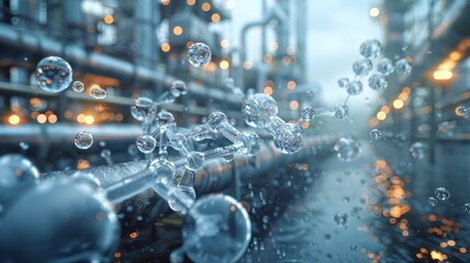 Visual representation of CO2 molecules being captured and funneled into storage units, illustrating the carbon sequestration process