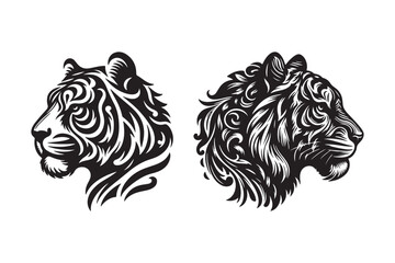 Tiger head silhouette vector art illustration