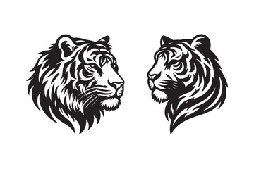 Tiger head silhouette vector art illustration