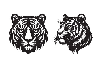 Tiger head silhouette vector art illustration