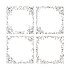 Fototapeta premium Hand Drawn Peony Flower Frame Background
