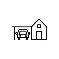 house with garage icon logo sign vector outline