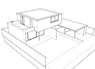 house building sketch architecture 3d illustration