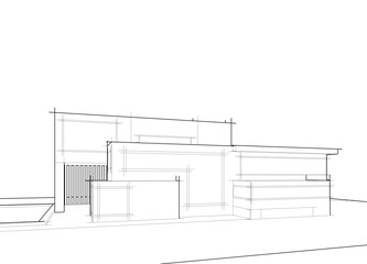 house building sketch architecture 3d illustration