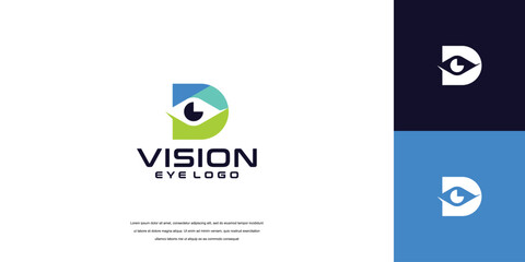 vision logo, letter D eye logo design